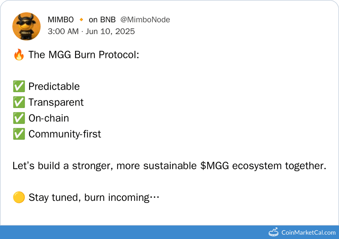 MGG Burn Protocol Monthly Token Burn