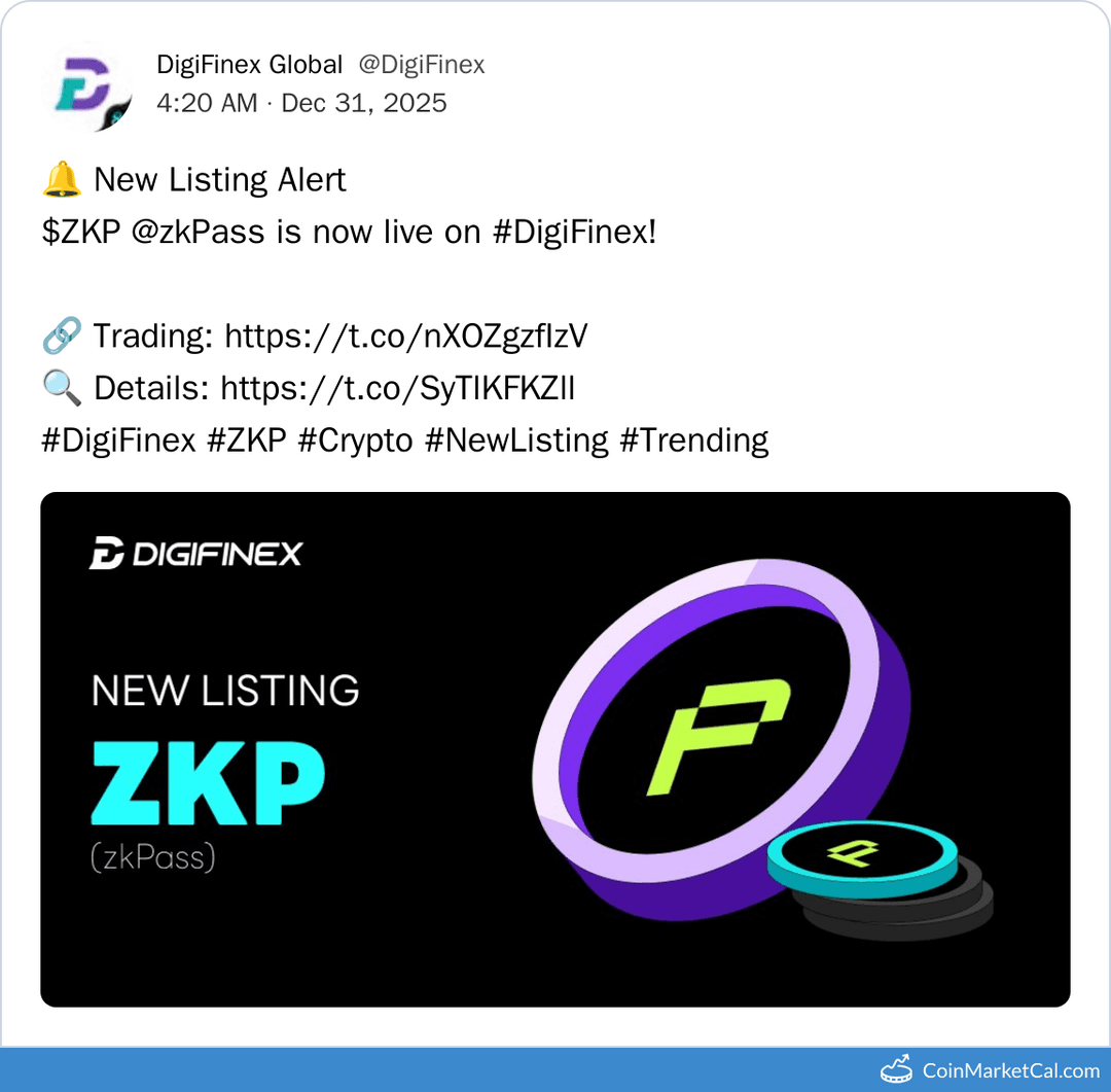 DigiFinex Listing of zkPass (ZKP)