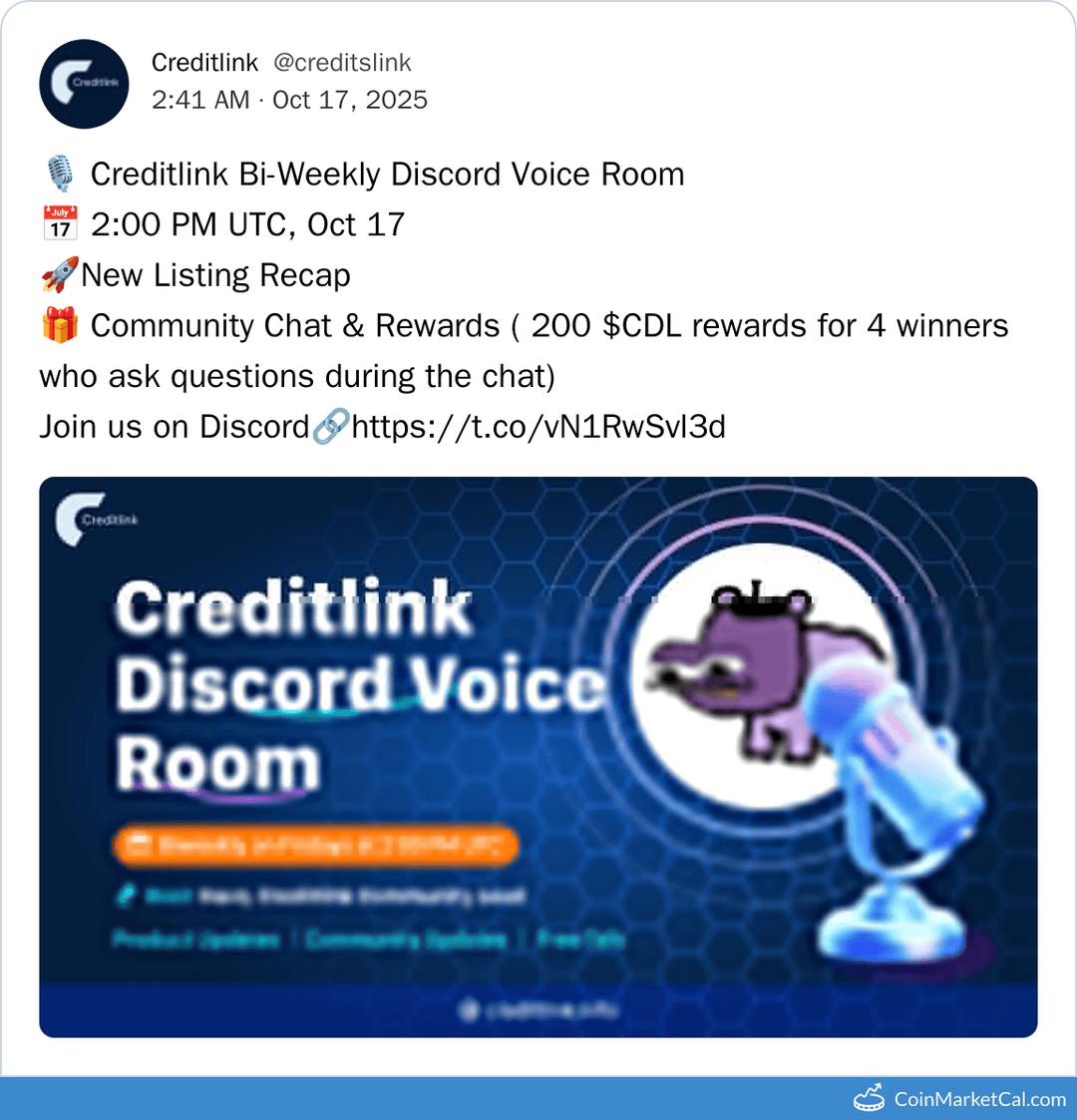Creditlink Token Discord AMA 2025-10-17