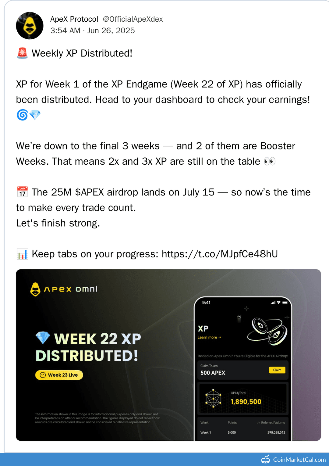 ApeX Protocol 25M $APEX Airdrop