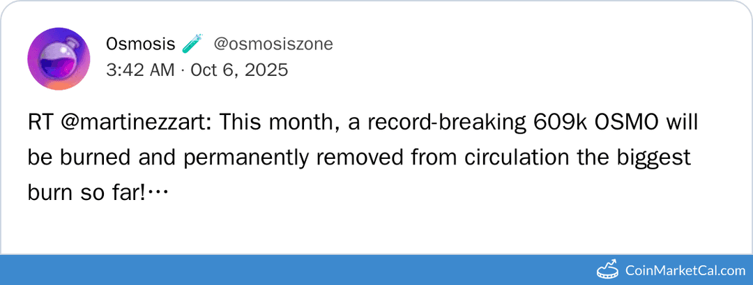 Osmosis 609K OSMO Token Burn