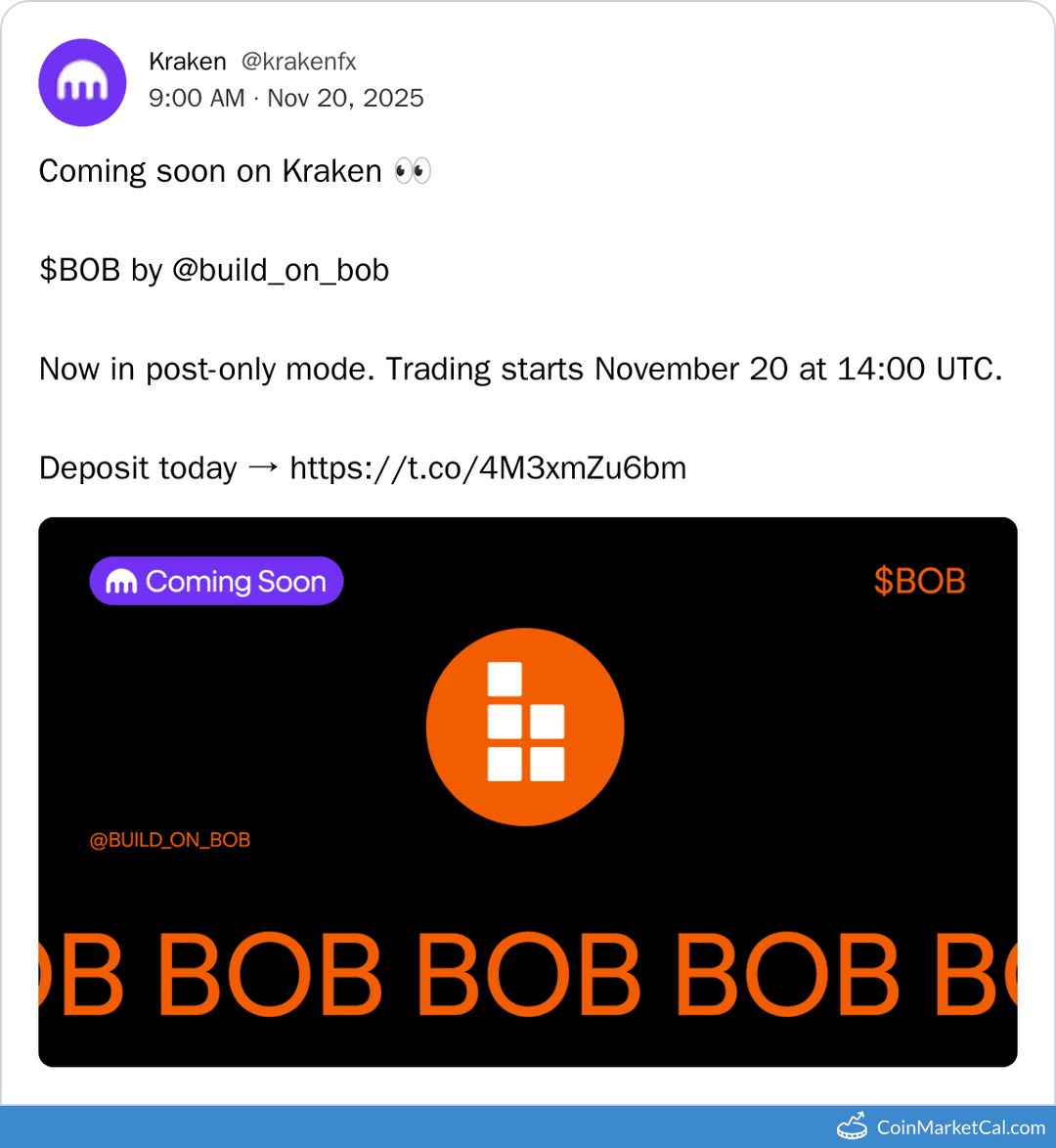 Kraken Listing of Build on Bitcoin (BOB) Token