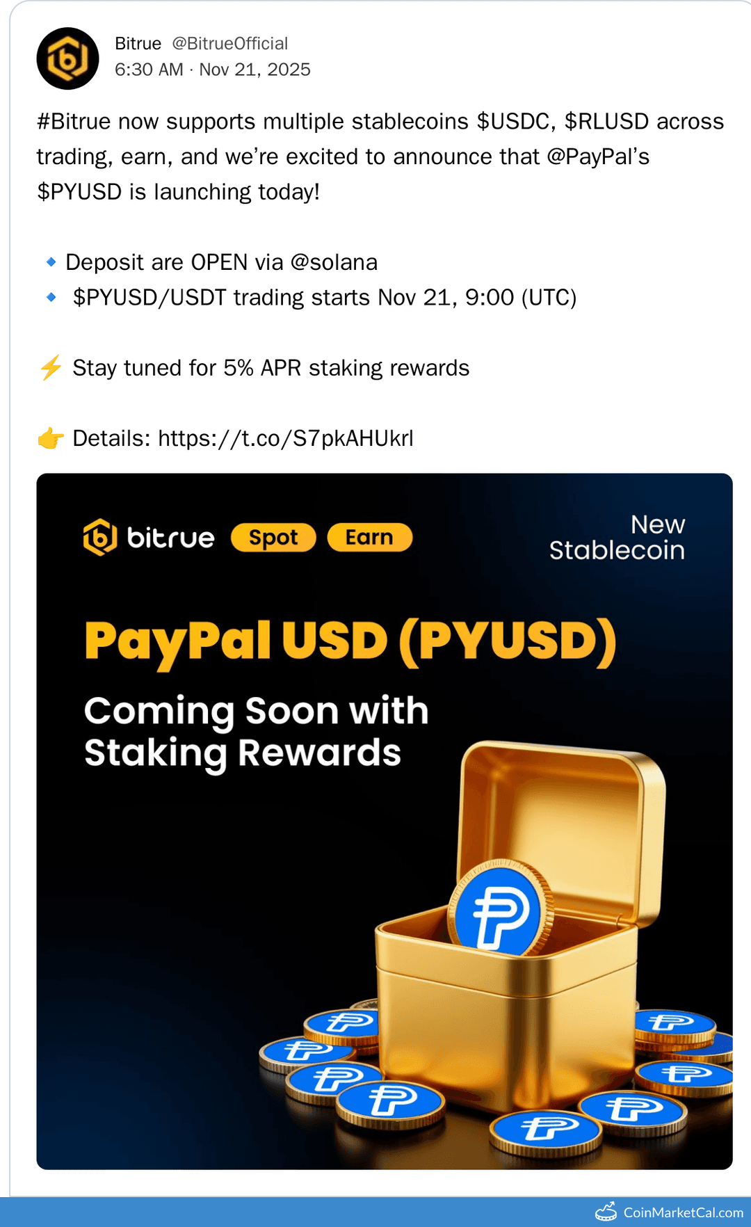 Bitrue Listing of PayPal USD (PYUSD)