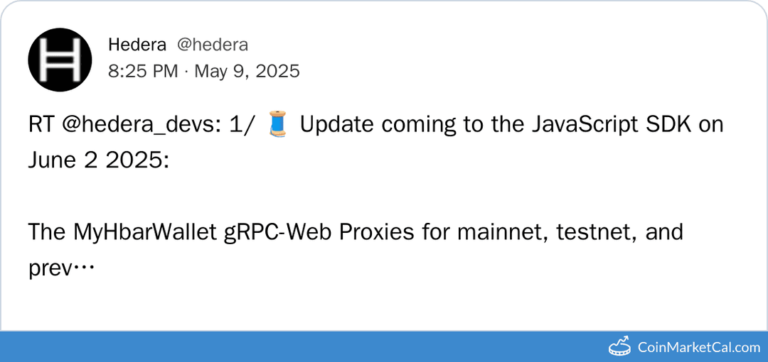 Hedera JavaScript SDK Update