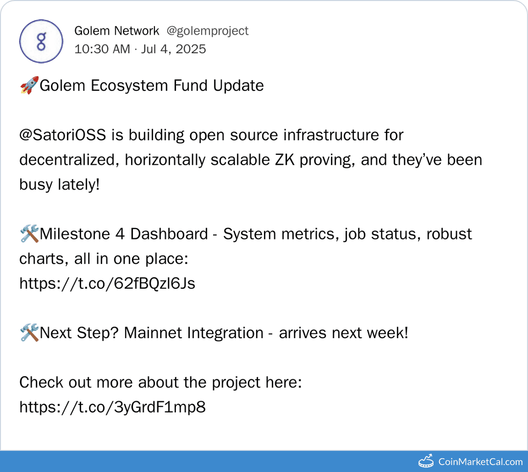 Golem Network Mainnet Integration