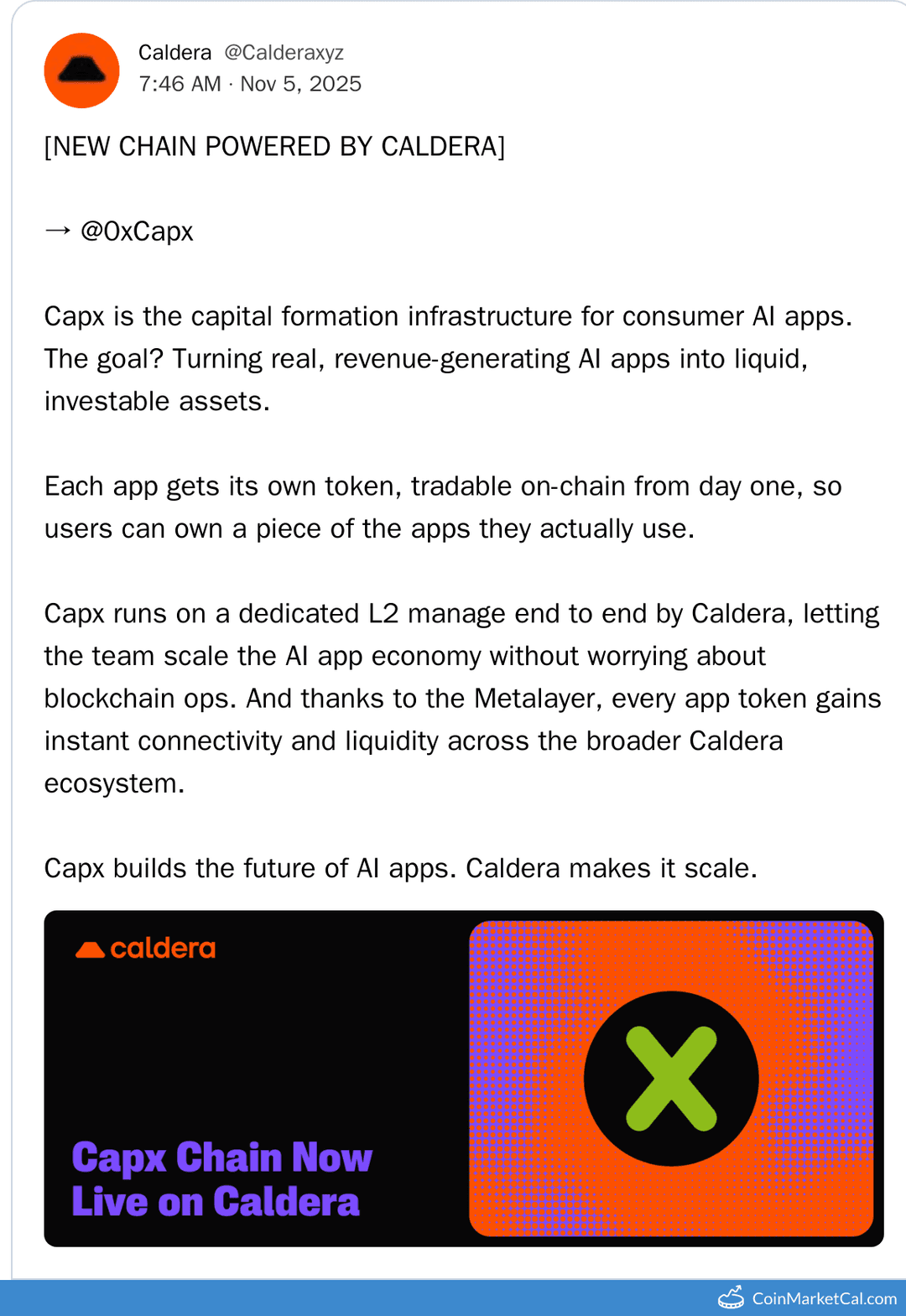 Caldera Capx Chain Launch