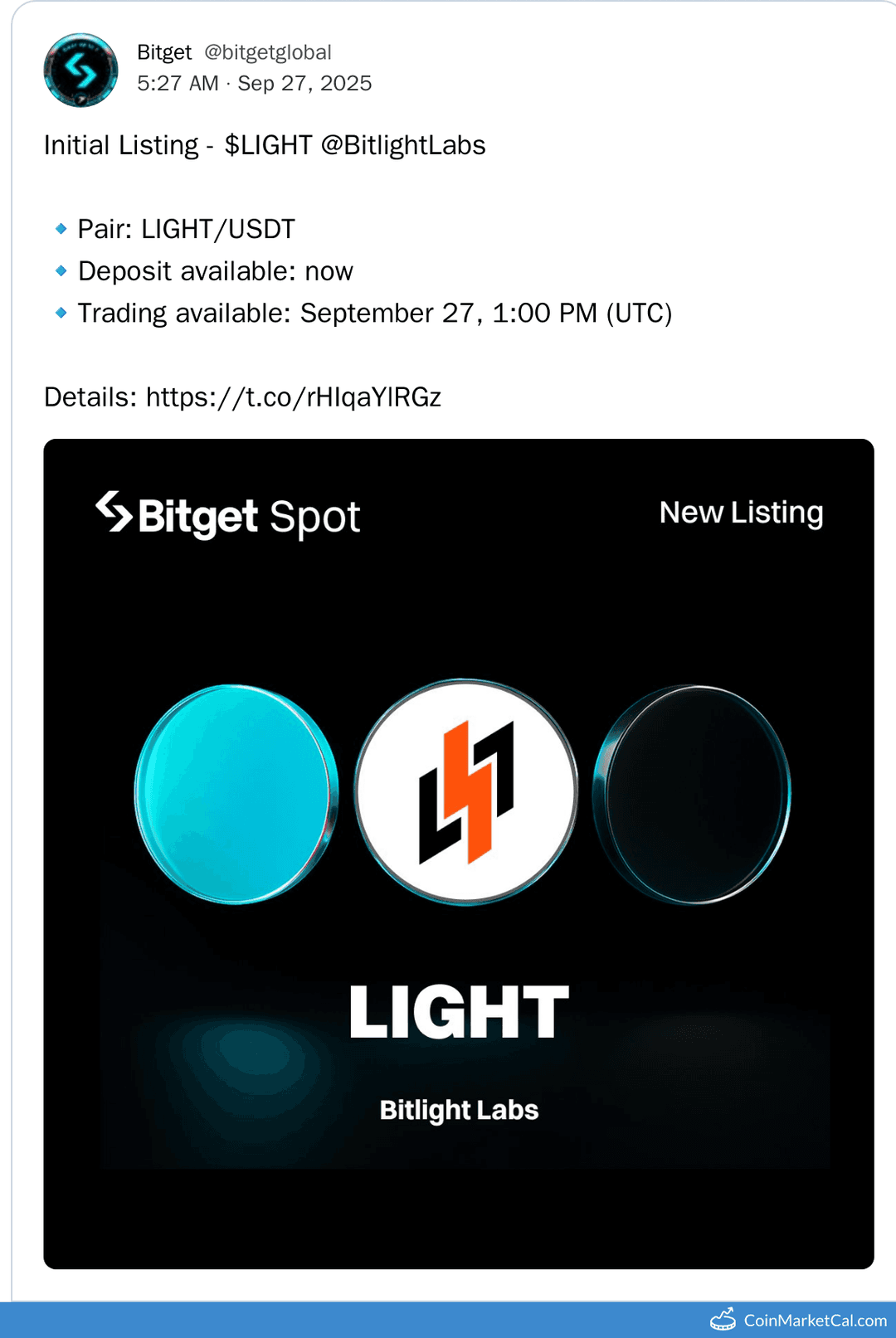 Bitget Bitlight Listing 2025-09-27