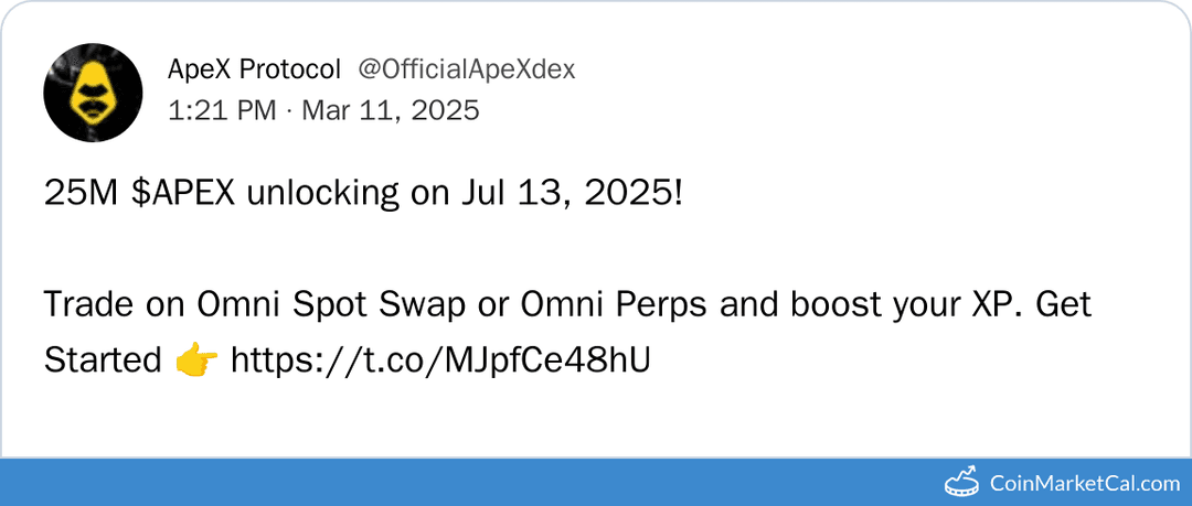 ApeX (APEX) 25M Token Unlock