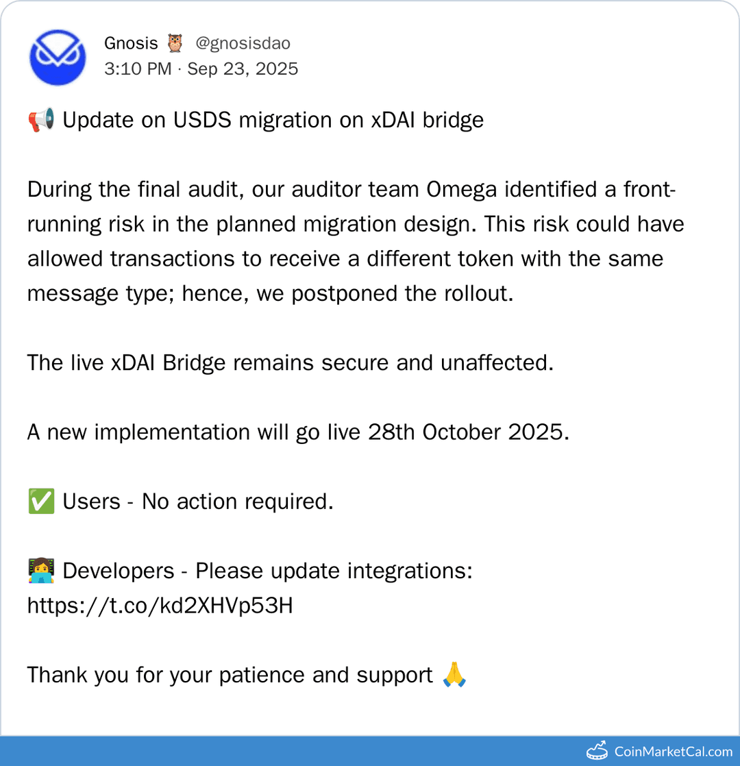 Gnosis USDS Migration Relaunch