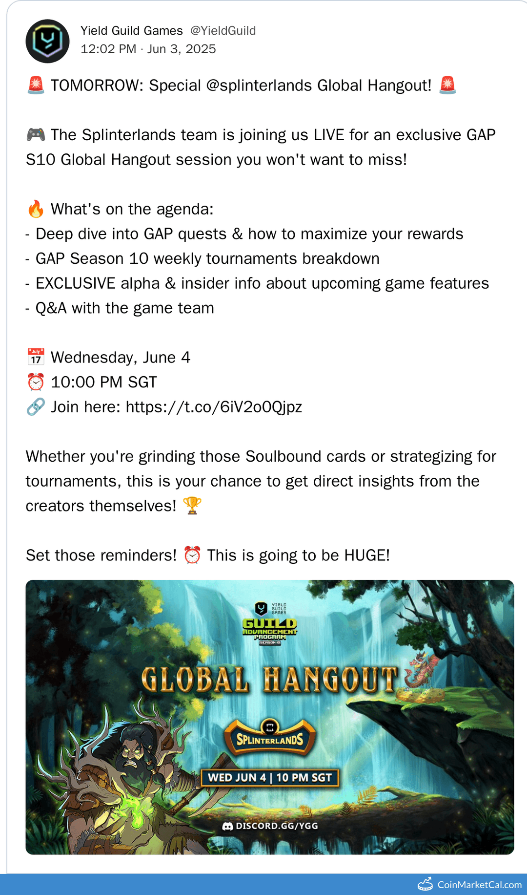 Splinterlands Global Hangout with Yield Guild Games