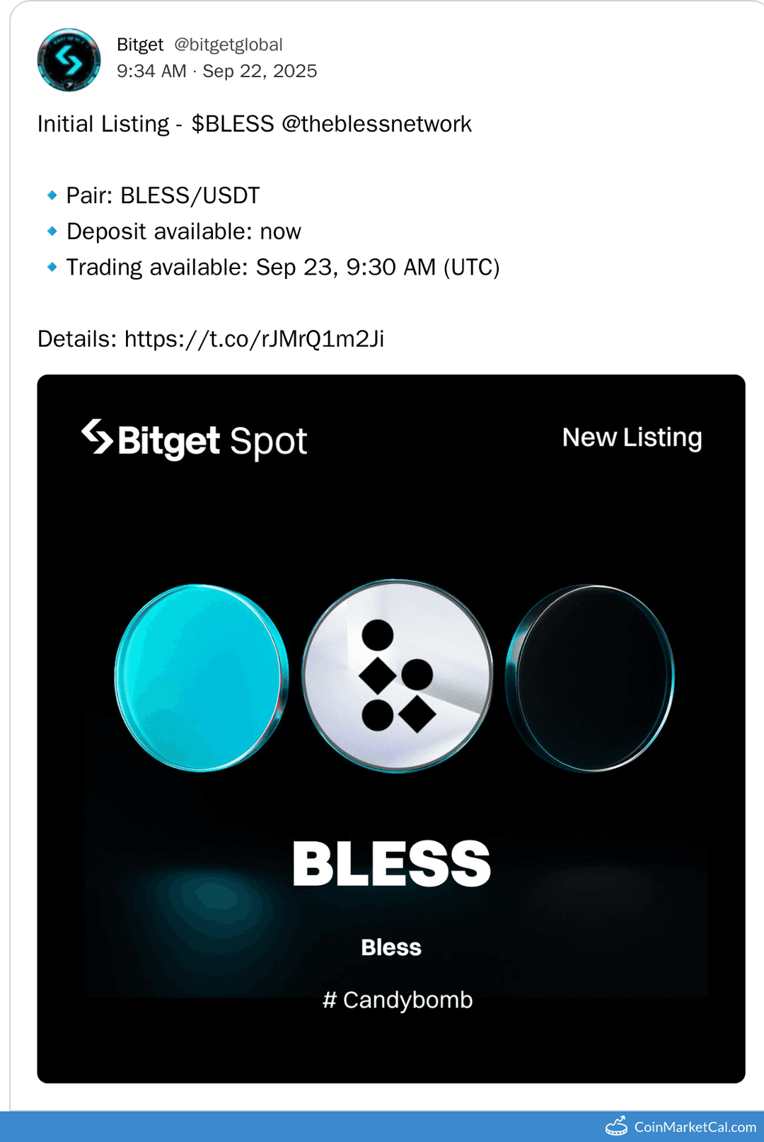 Bitget Lists Bless (BLESS) with BLESS/USDT Pair on Sept 23, 2025