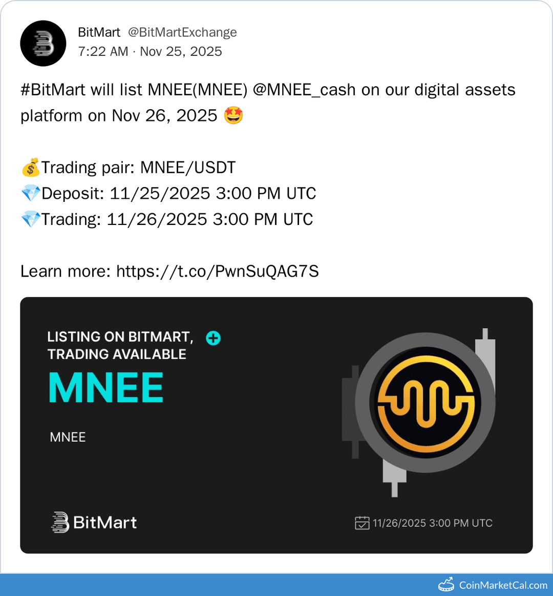 BitMart Listing MNEE USD Stablecoin