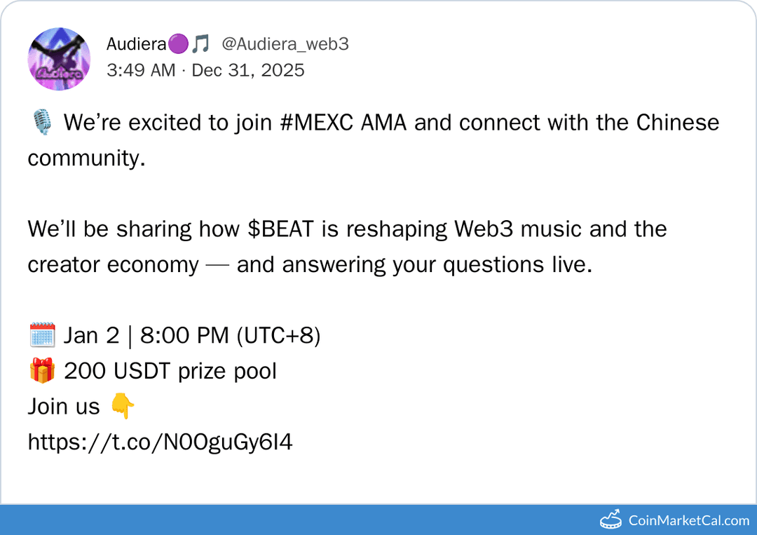 MEXC Chinese AMA by Audiera on BEAT's Role in Web3 Music