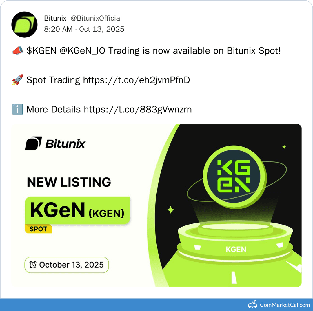 Bitunix Listing KGEN/USDT