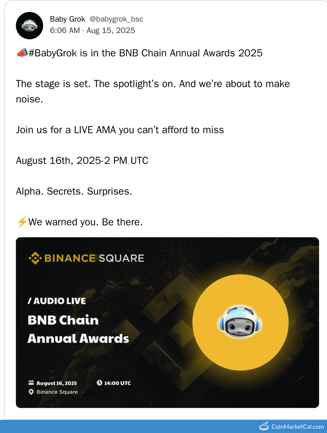 BNB Chain Annual Awards 2025 AMA with Baby Grok