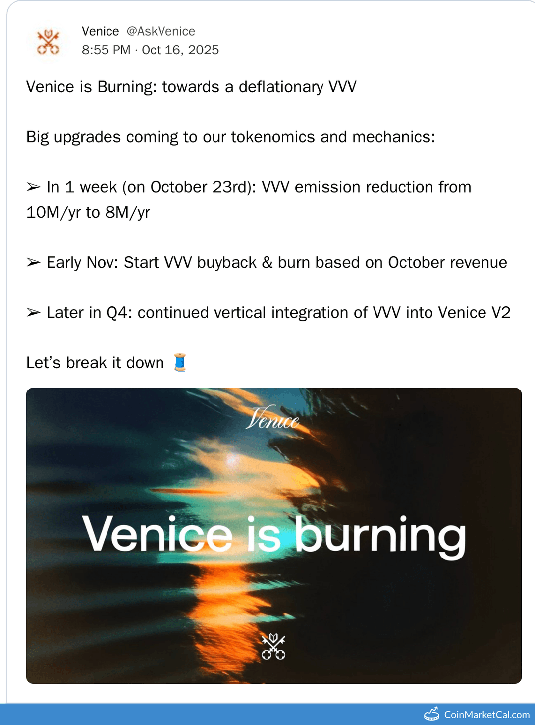 Venice Token Emission Reduction Event