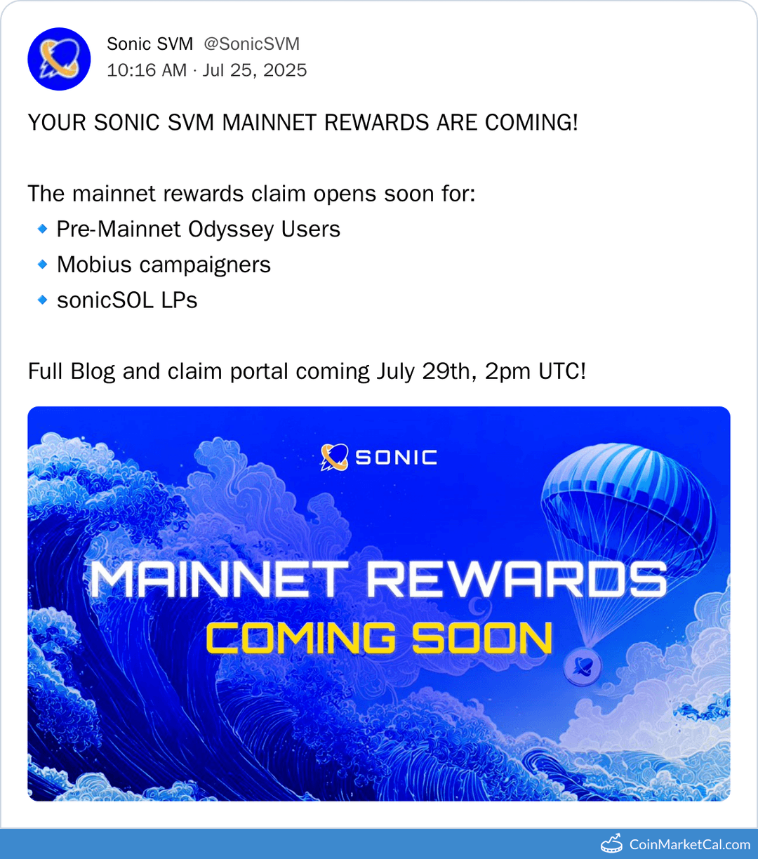 Sonic SVM Mainnet Rewards Claim