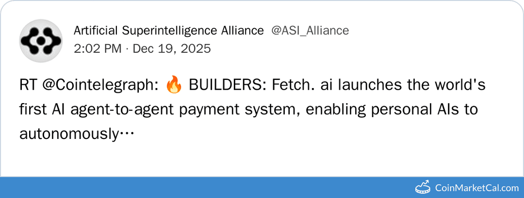 Artificial Superintelligence Alliance AI Agent-to-agent Payment Launch