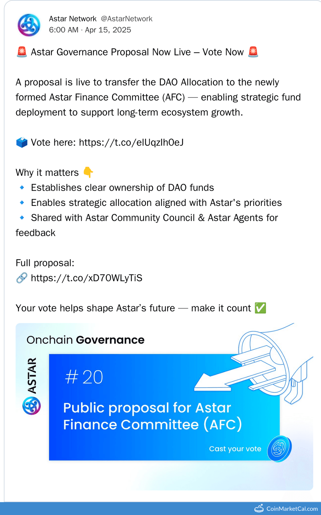 Astar Network Prop #20 Vote