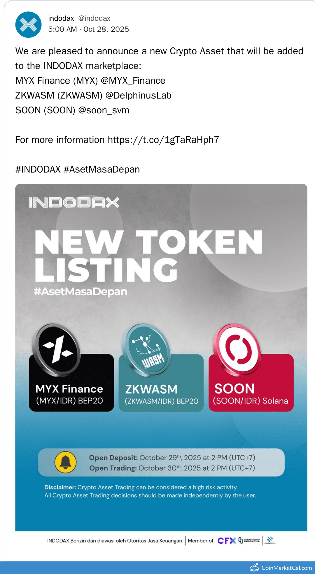 Indodax Listing of Multiple Tokens with IDR Pairs