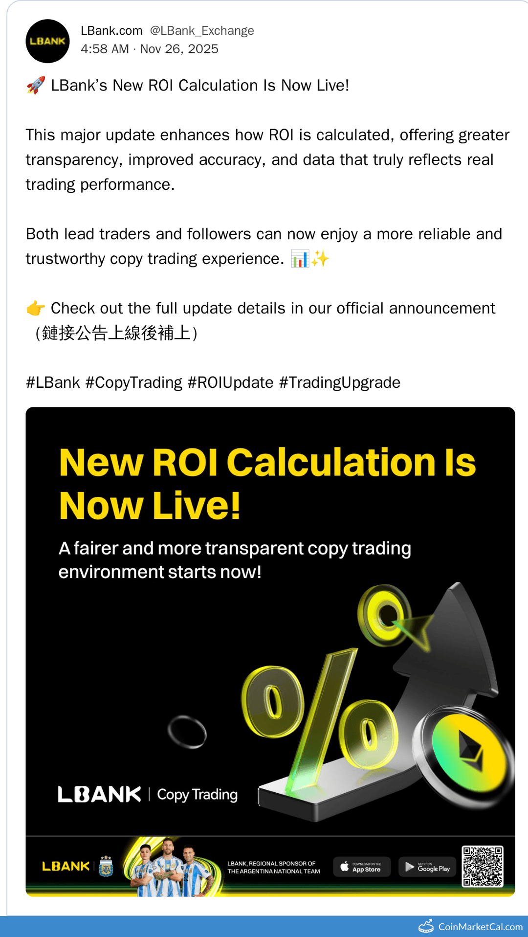 LBank Exchange New ROI Calculation Update