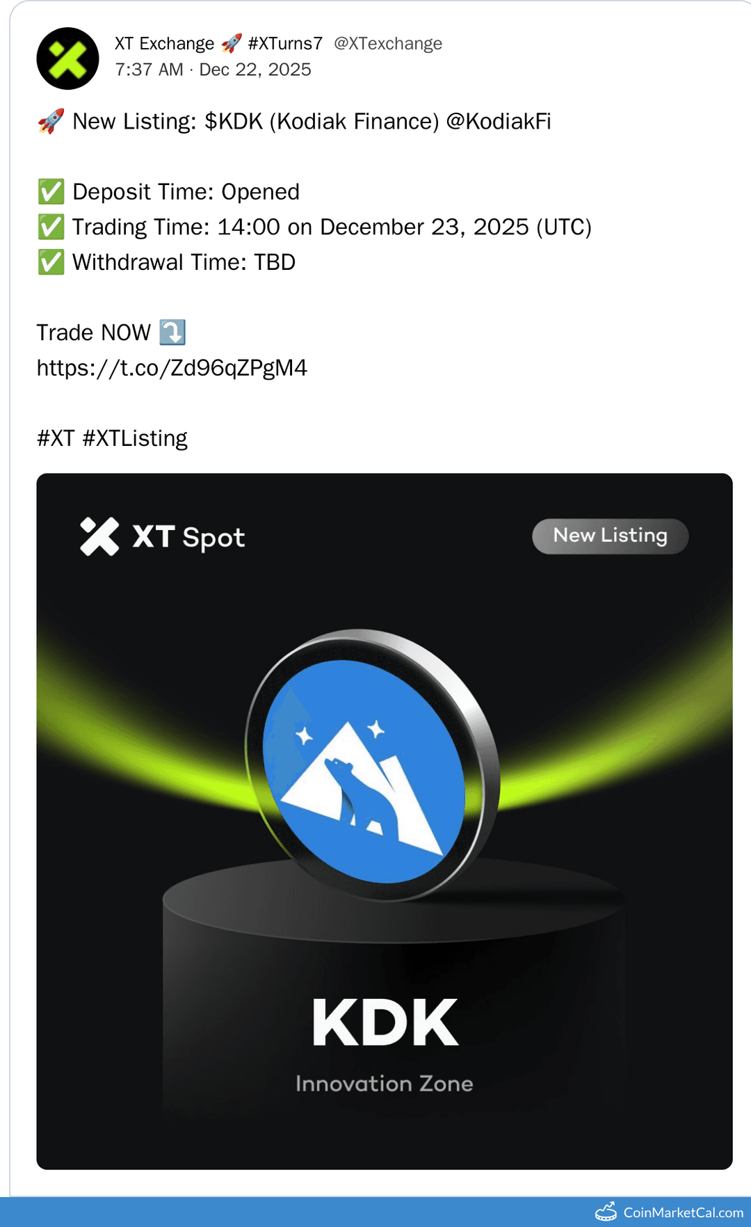 Kodiak (KDK) XT.COM Listing