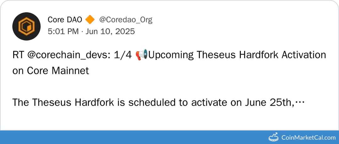 Core Mainnet Theseus Hardfork