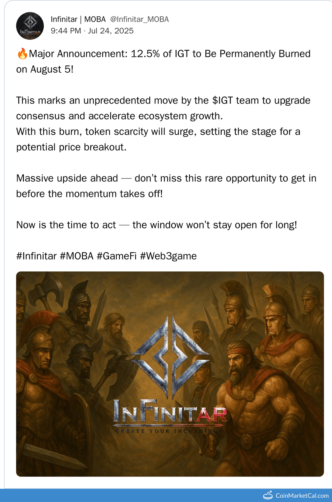 Infinitar $IGT Token Burn