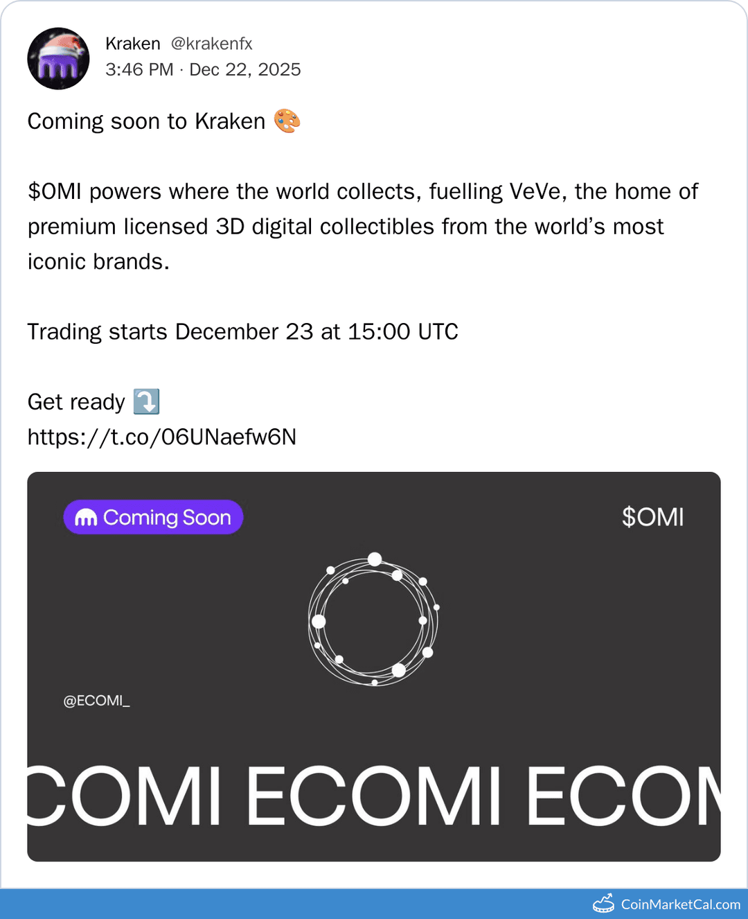 Kraken Listing for ECOMI (ECOMI)