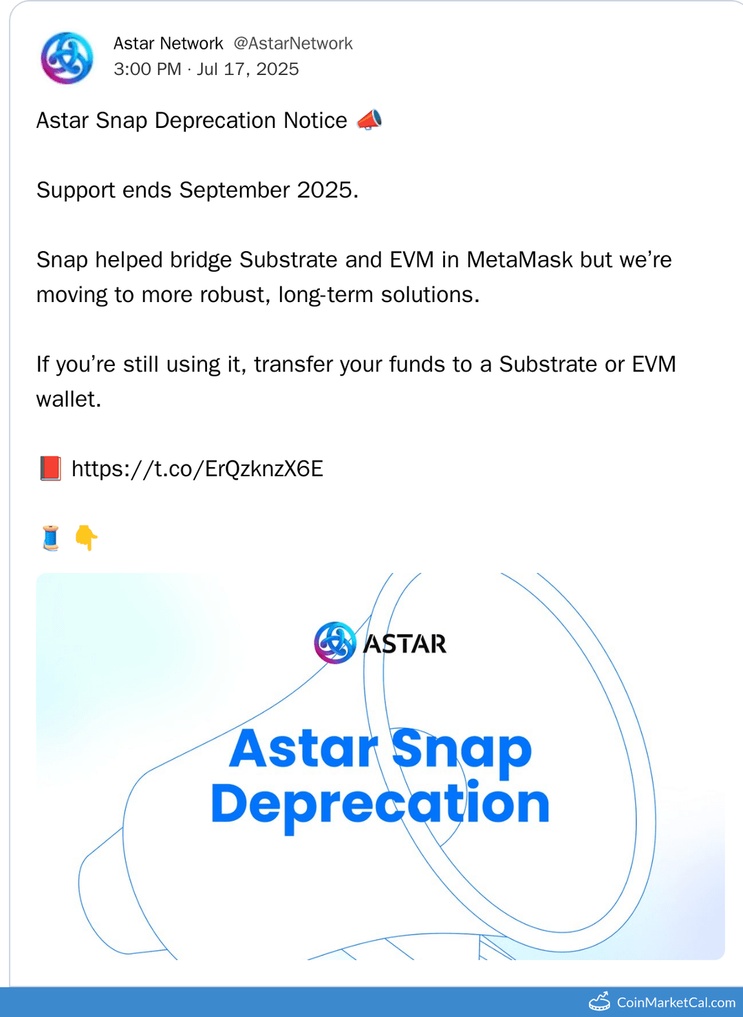 Astar Snap Deprecation