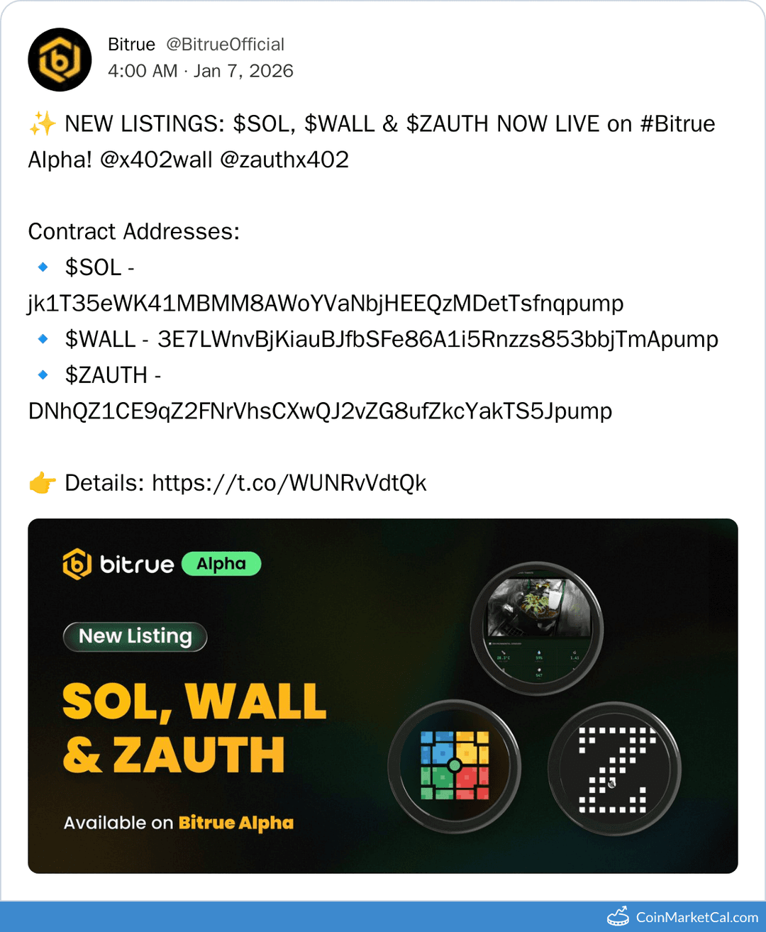 Bitrue Alpha Listing: Zauthx402 Token