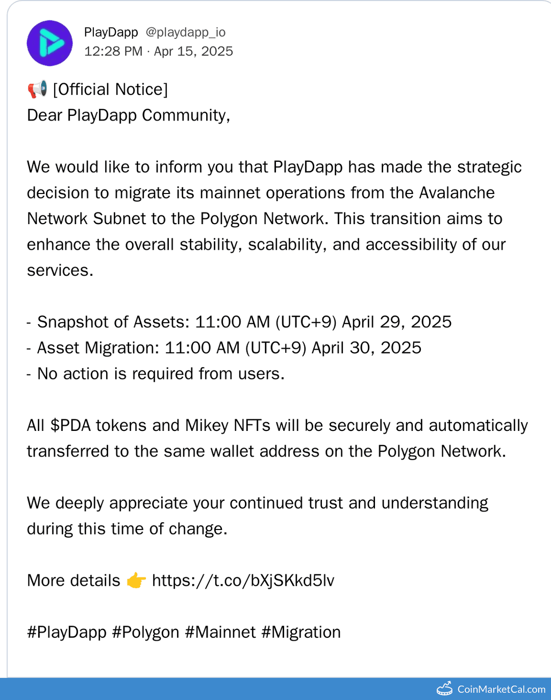 PlayDapp Mainnet Migration