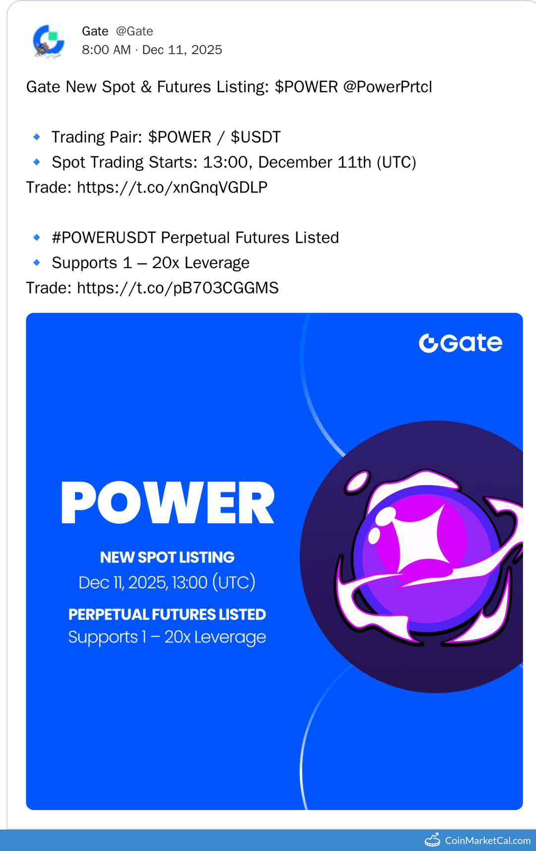 Gate.io Listing of Power Protocol (POWER)