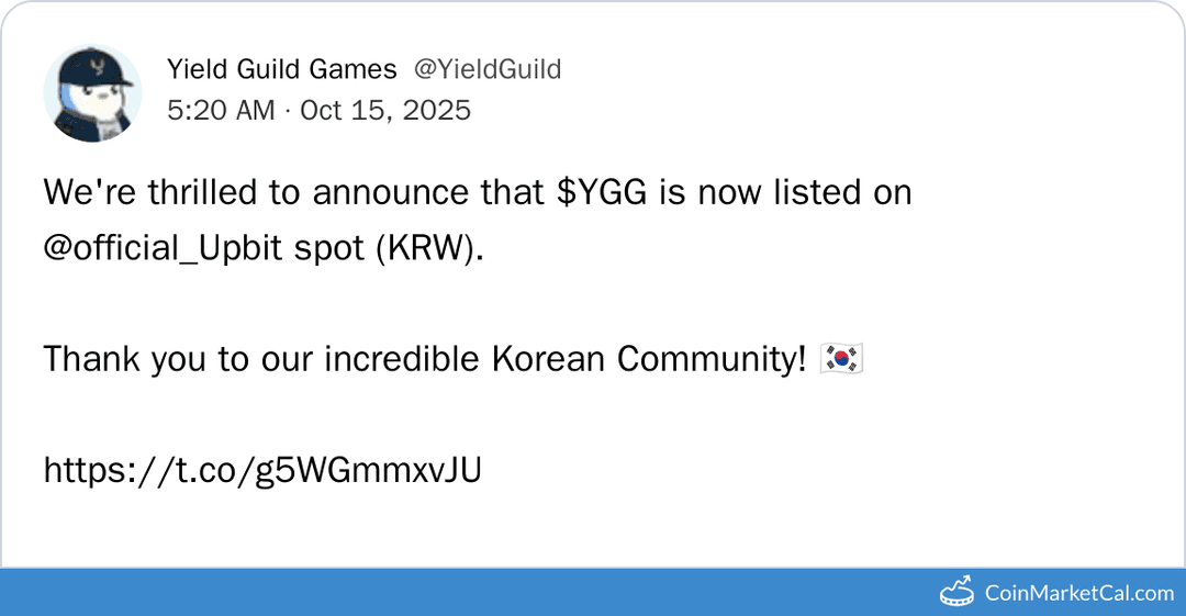 Yield Guild Games Upbit Listing