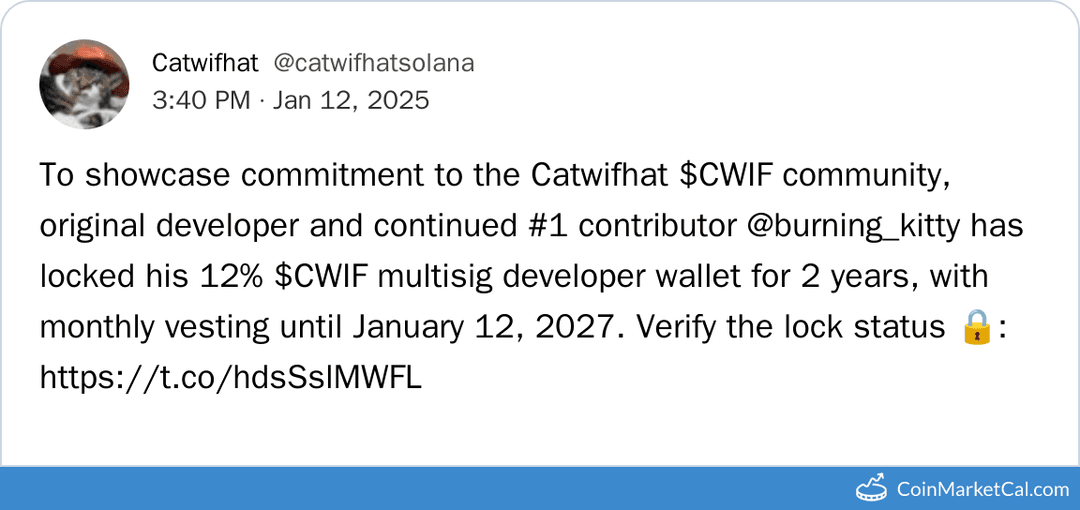 CatWifHat Developer Wallet Lock