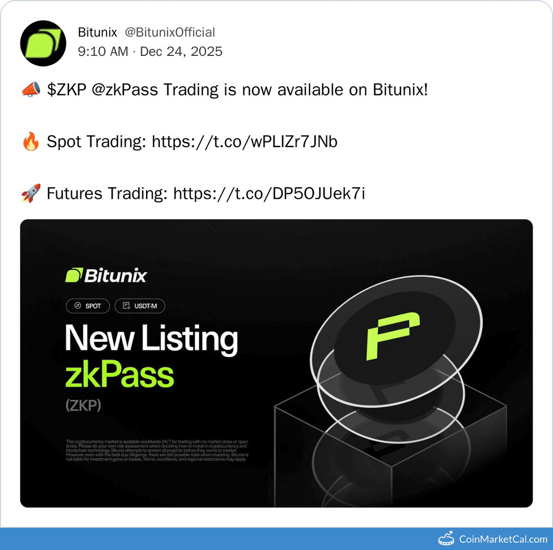 Bitunix Listing of zkPass (ZKP)