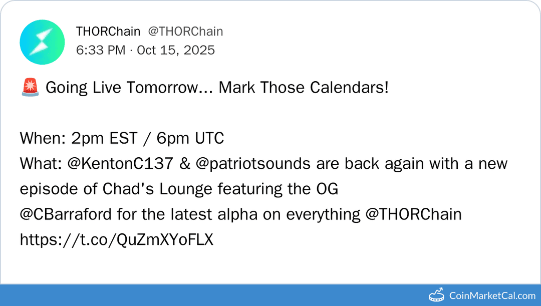 THORChain Chad's Lounge 16 Oct 2025