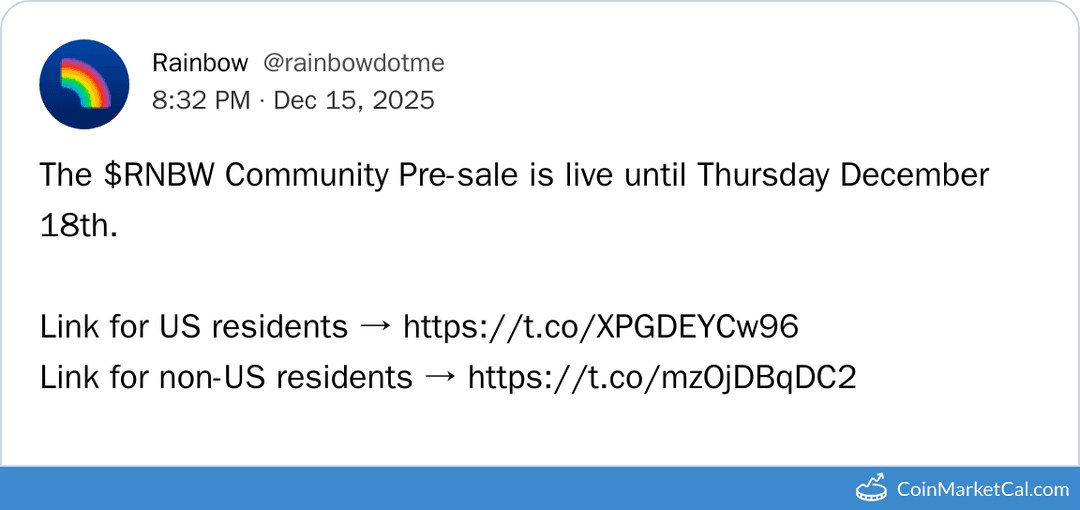 Rainbow Community Presale Ends