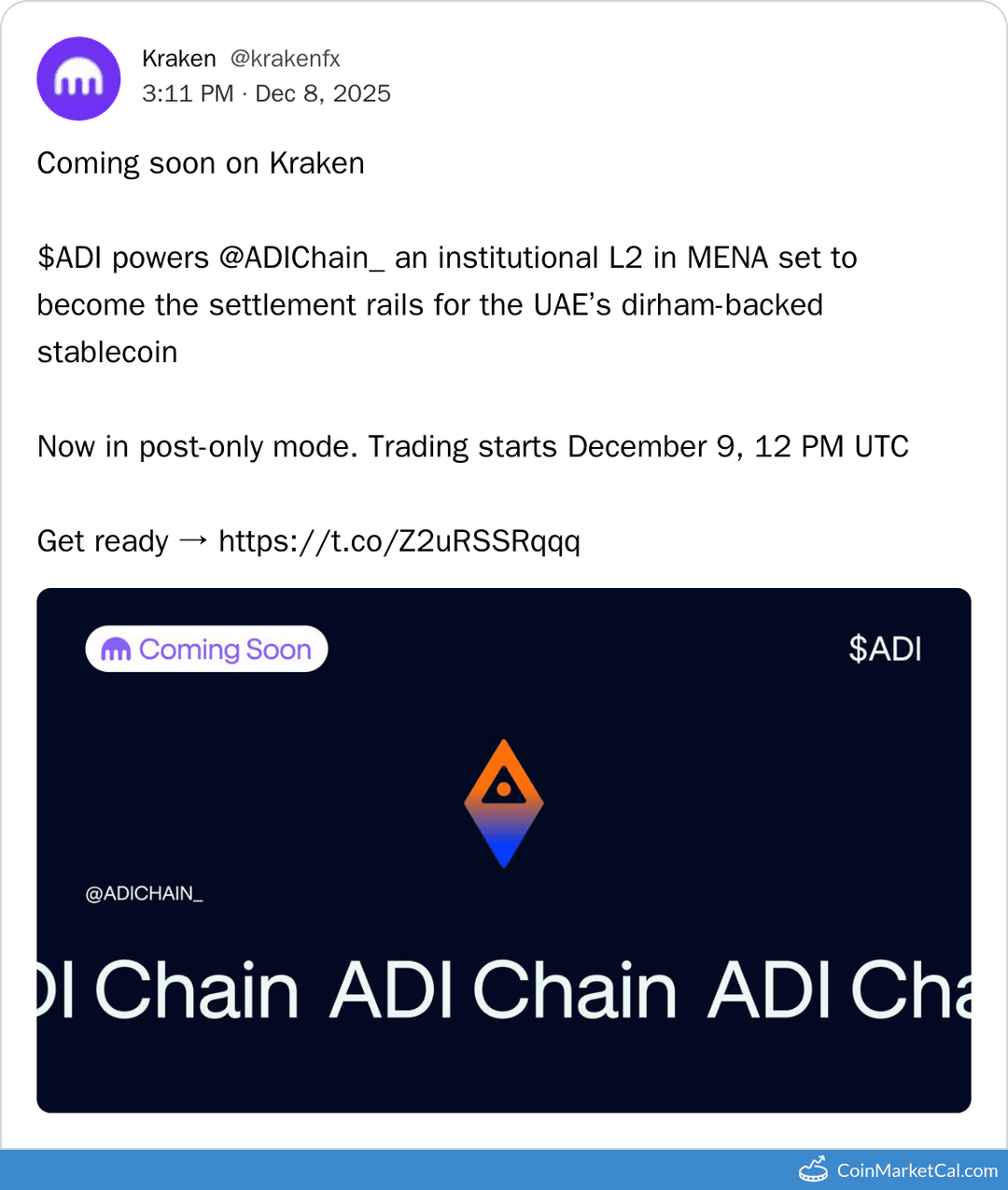 Kraken Listing of ADI Chain