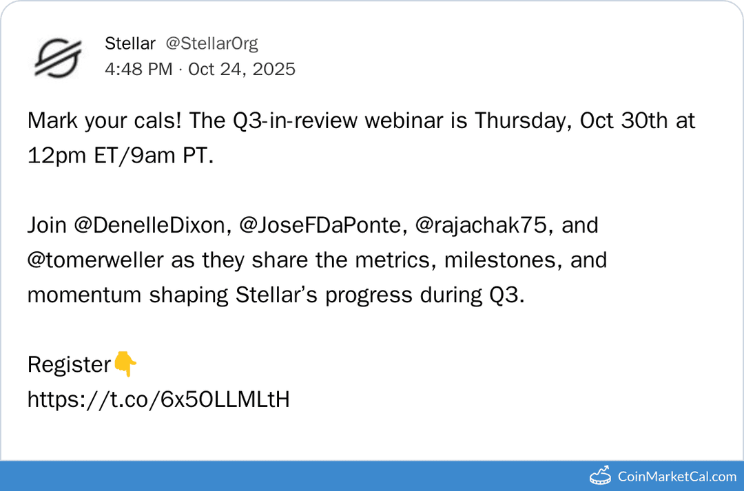 Stellar Q3 Review Webinar