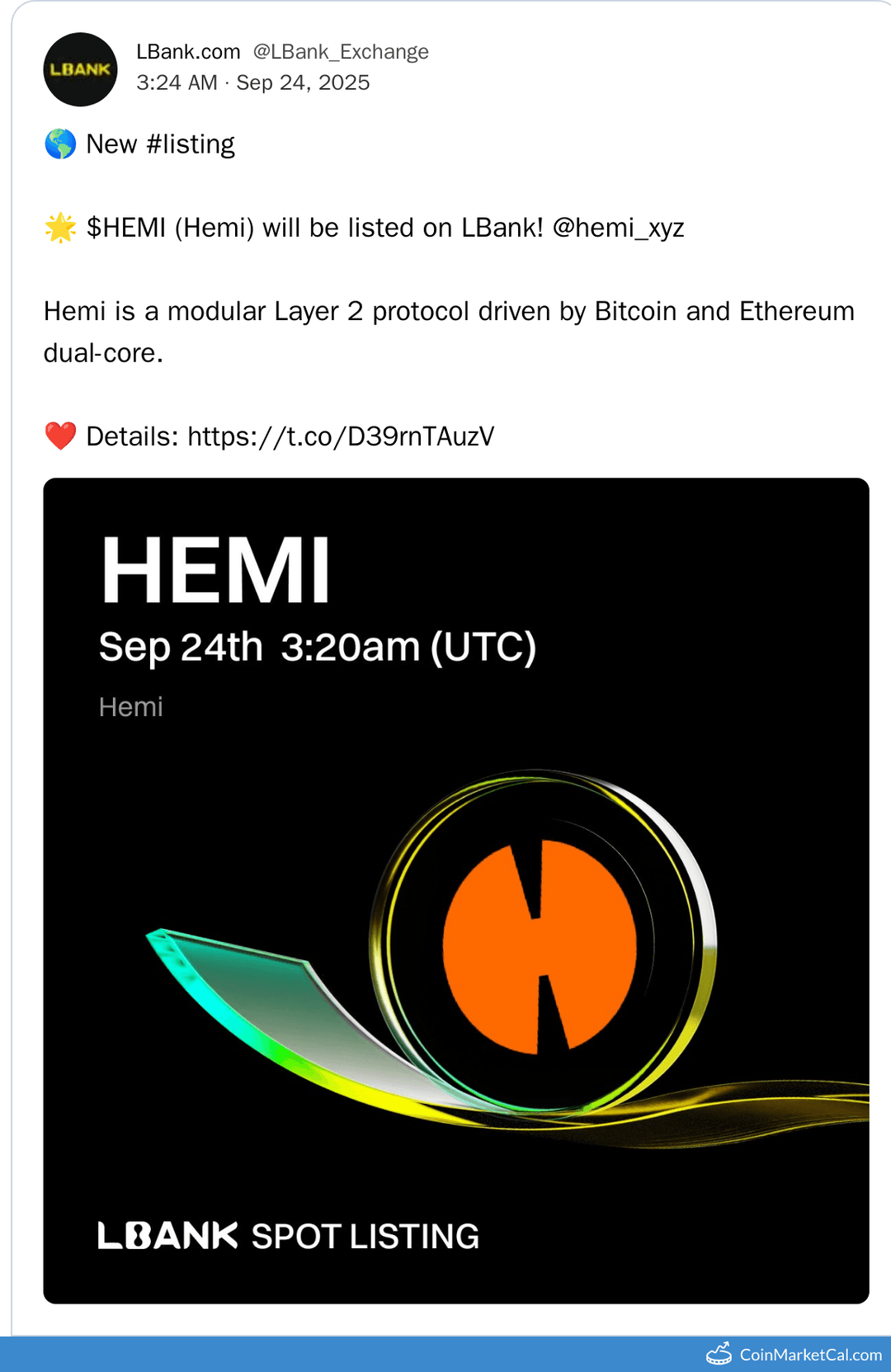 LBank Listing of Hemi (HEMI)