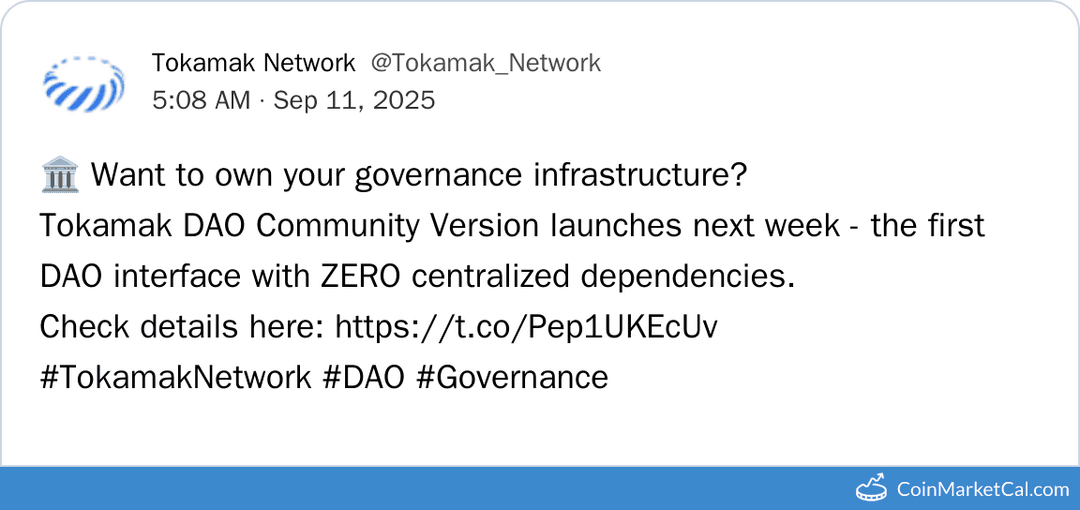 Tokamak DAO Community Version Launch
