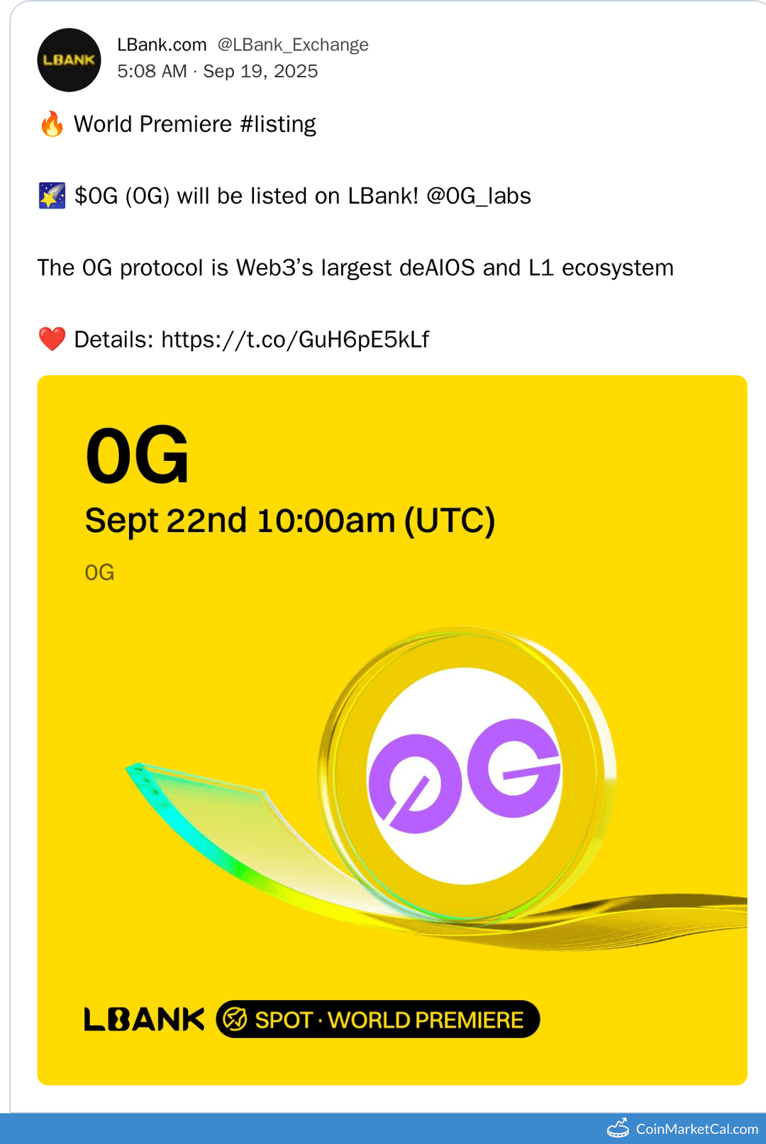 LBank Listing 0G Token