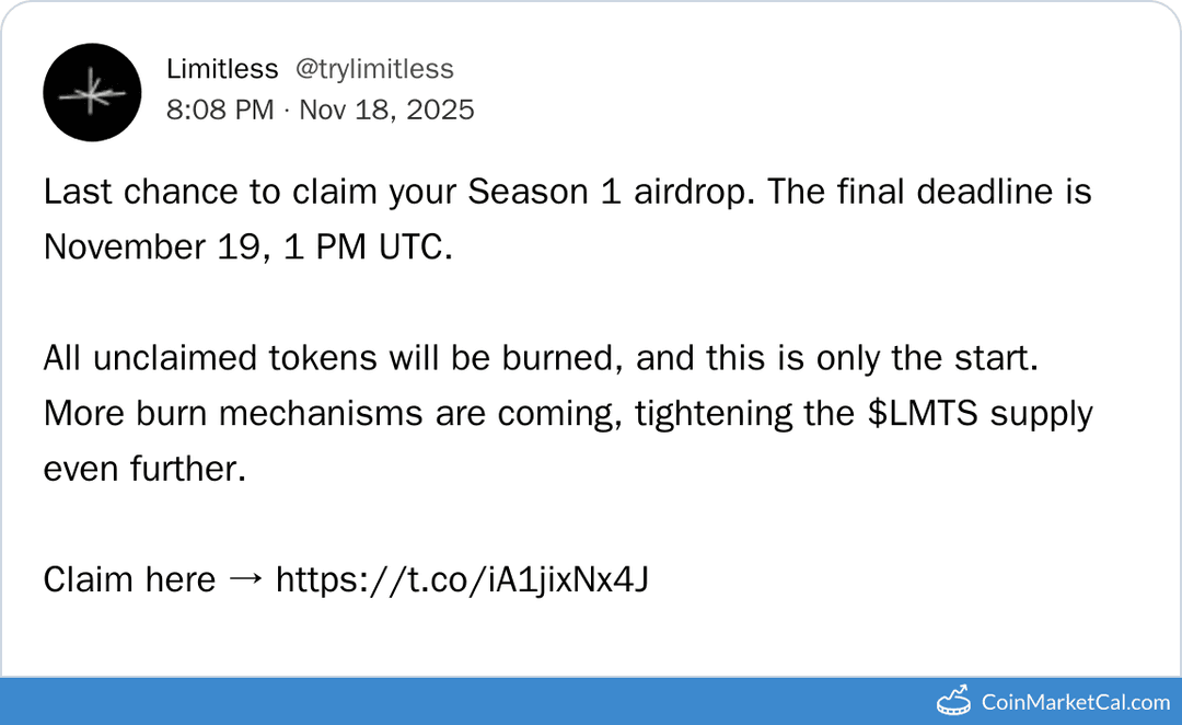 Limitless Season 1 Airdrop Ends