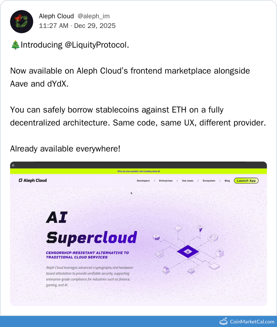 Aleph Cloud Integration: Liquity Joins Decentralized Borrowing