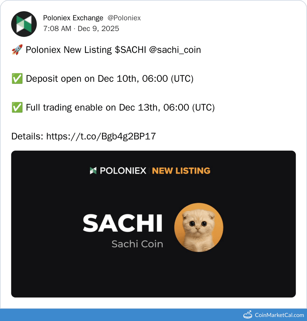 Poloniex Listing of Sachi Coin