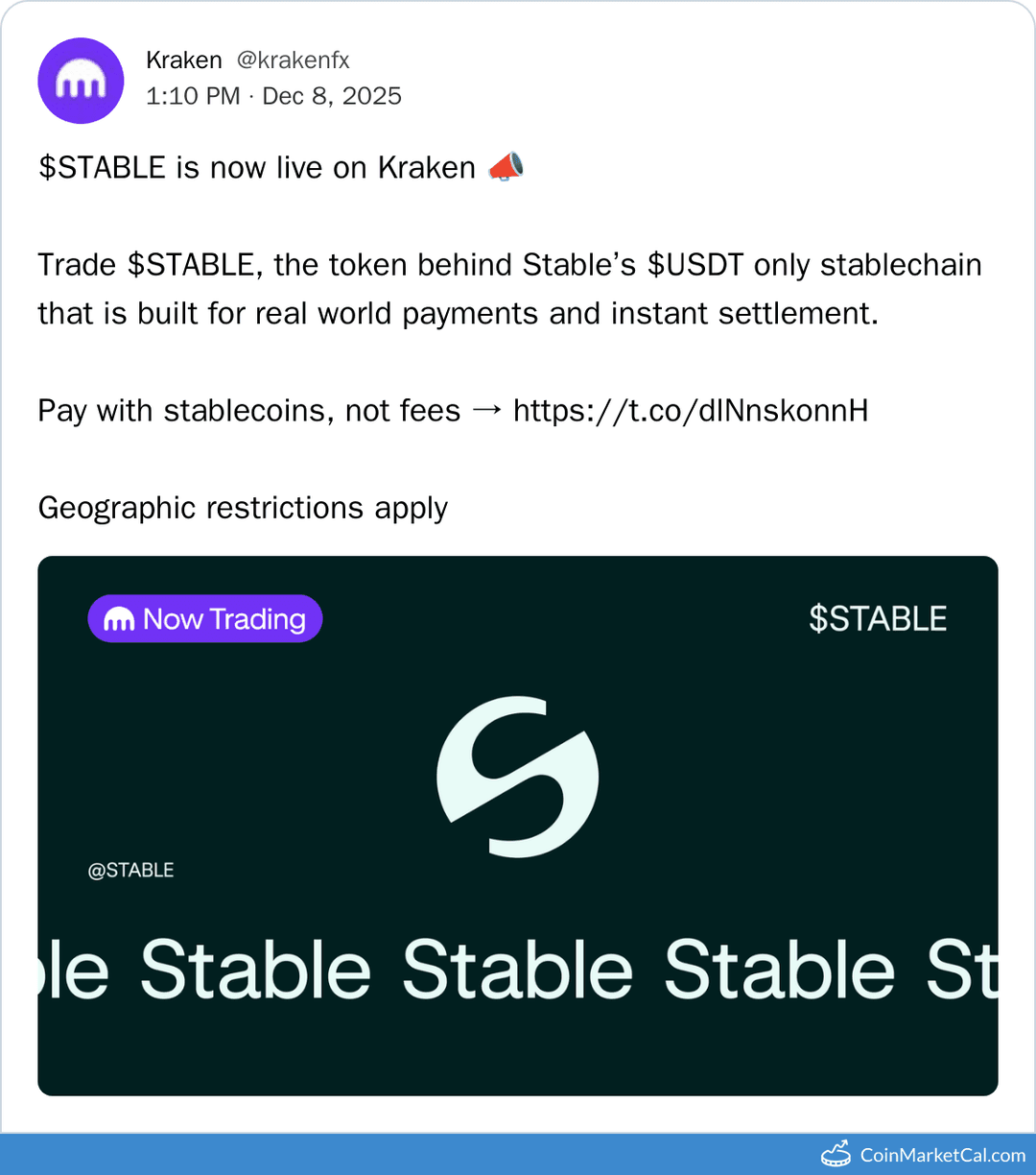 Kraken Listing: Stable STABLE/USD Pair