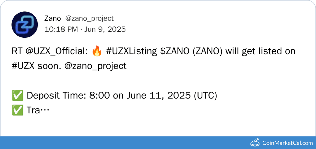 ZANO Listing on UZX
