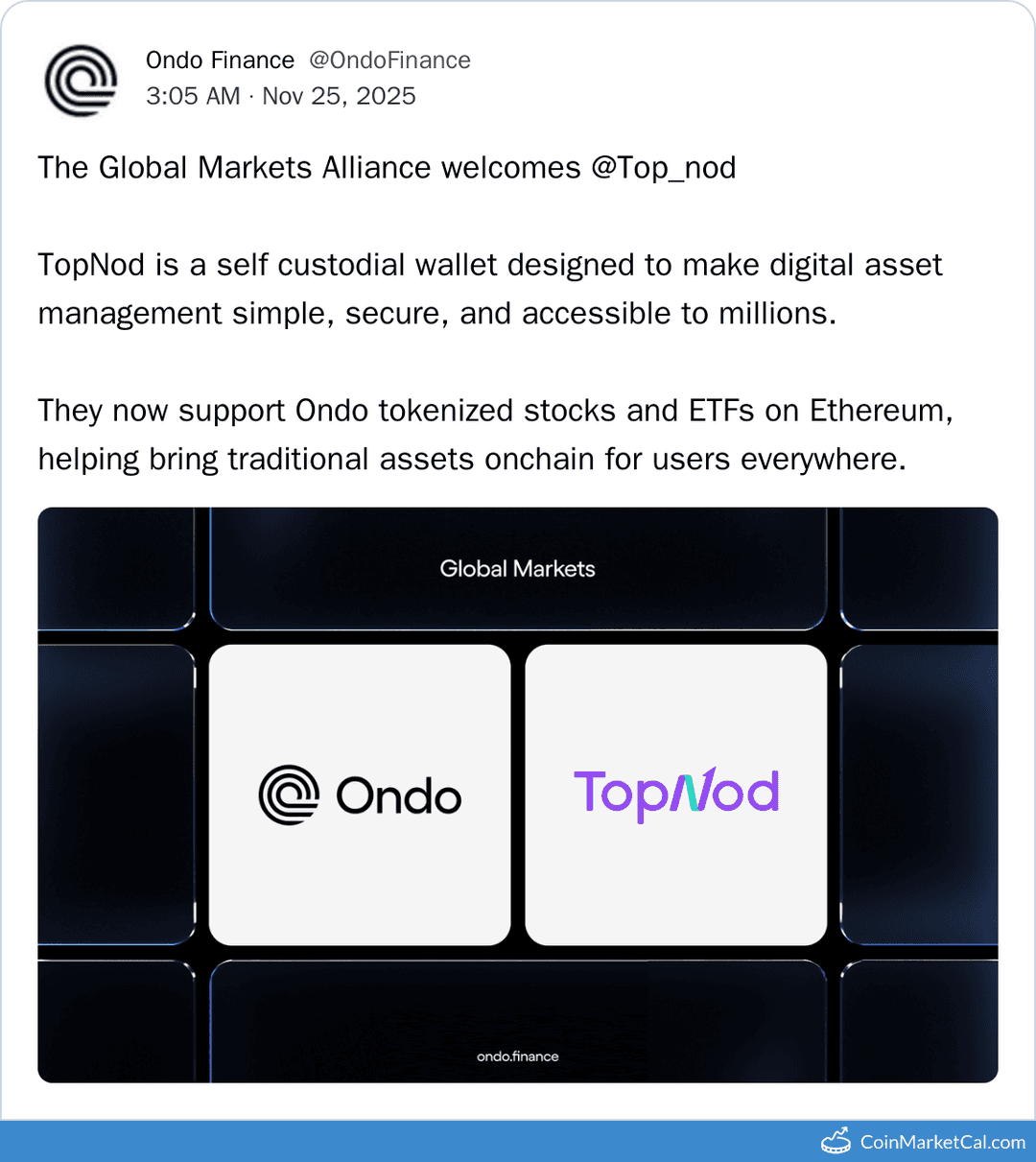 Ondo Finance TopNod on GMA Integration