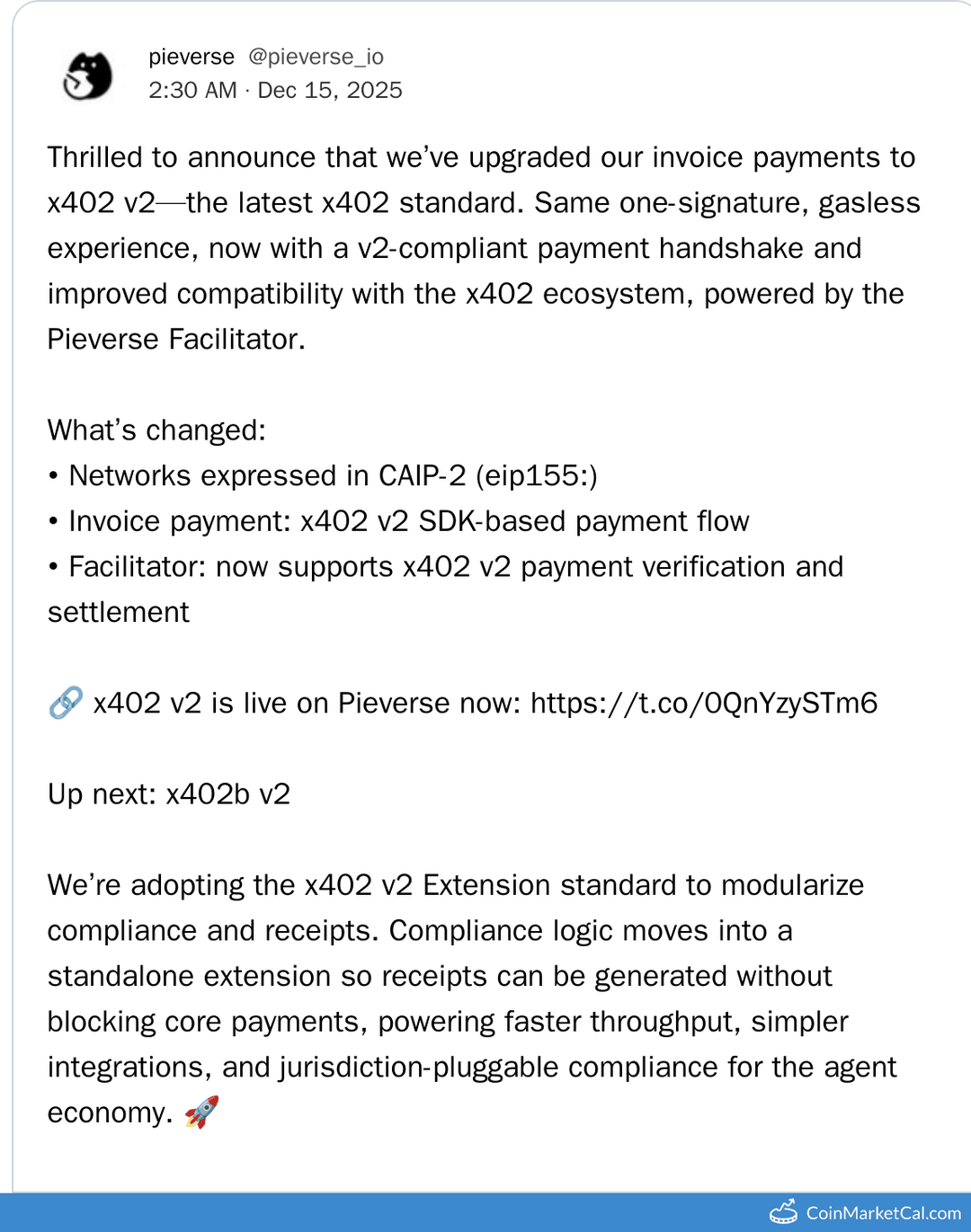 Pieverse X402 V2 Invoice Payments Upgrade